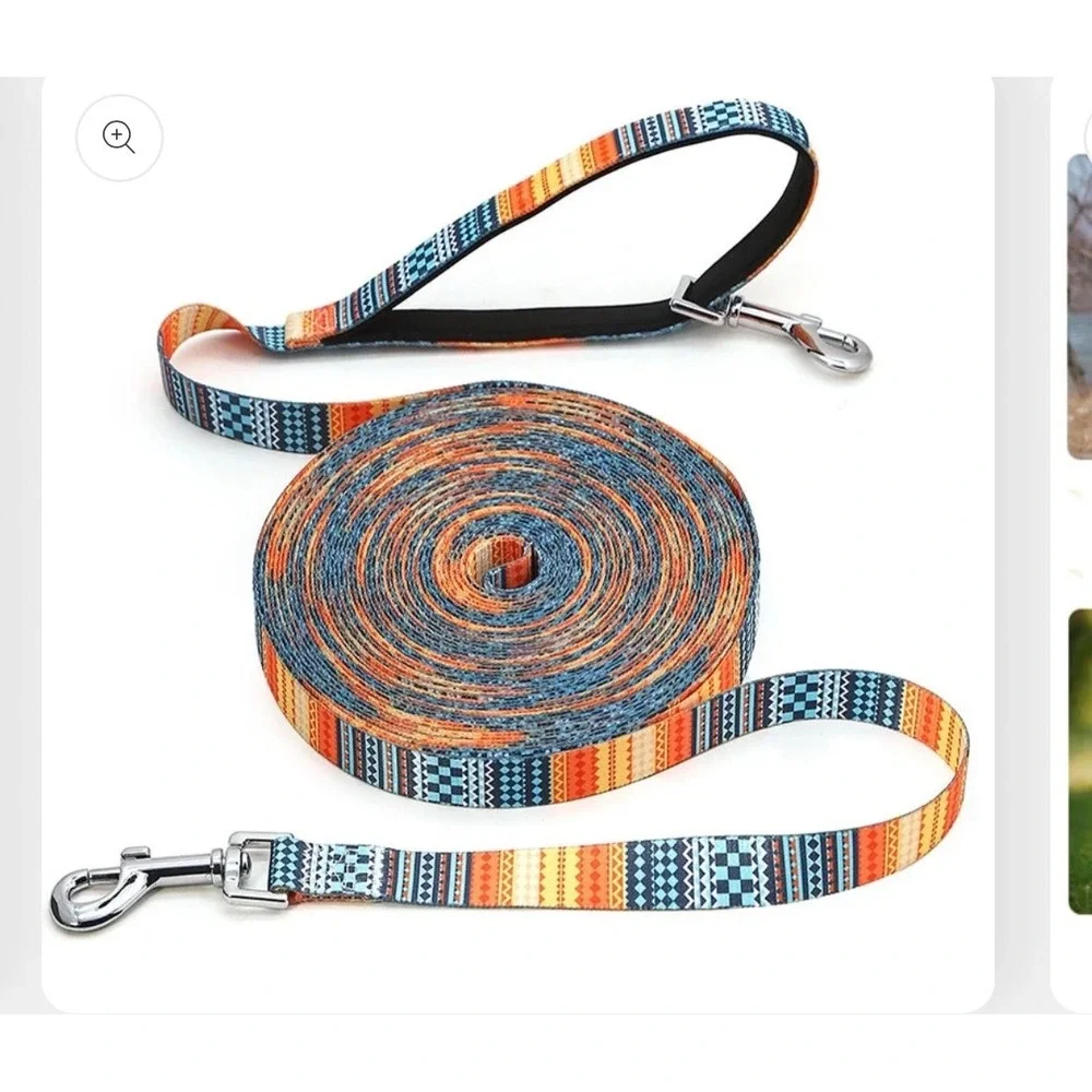 9 Meter Extra Long Dog Training Leash Southwestern Pattern Padded Handle 30ft